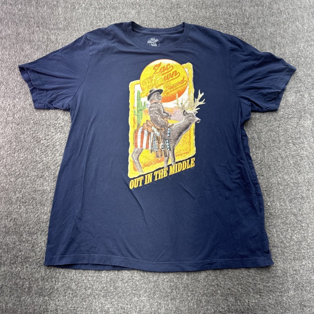 Zac Brown Band Out In The Middle 2022 Tour T-Shirt Concert Graphic Navy Size XL